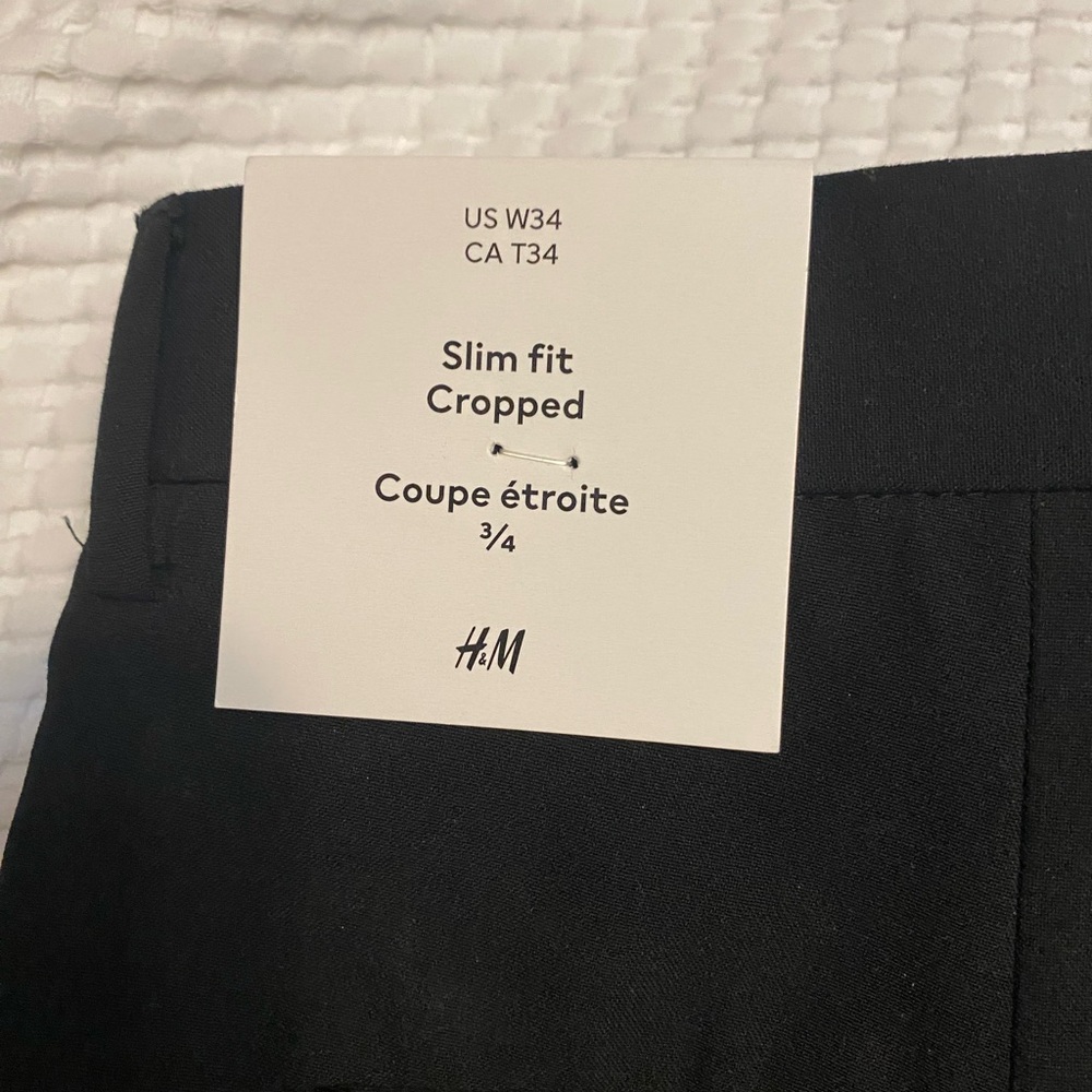 H&M Black Slim Fit Cropped Trousers